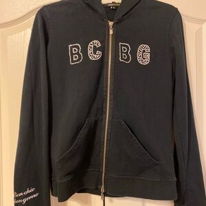 BCBGMaxAzria Black Sweatshirt Casual Zip-Up Hoodie